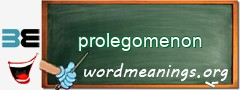WordMeaning blackboard for prolegomenon